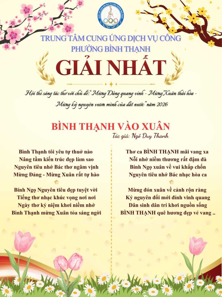 BÀI THƠ: BÌNH THẠNH VÀO XUÂN -  Ngô Duy Thanh